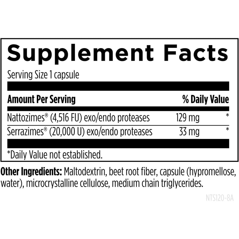 Designs for Health Natto-Serrazime - Nattokinase with Serrapeptidase - Natto-Serrazime & Proteolytic Enzymes - Enzyme Blend, Vegetarian Friendly, Non-GMO, Dairy Free - 120 Capsules