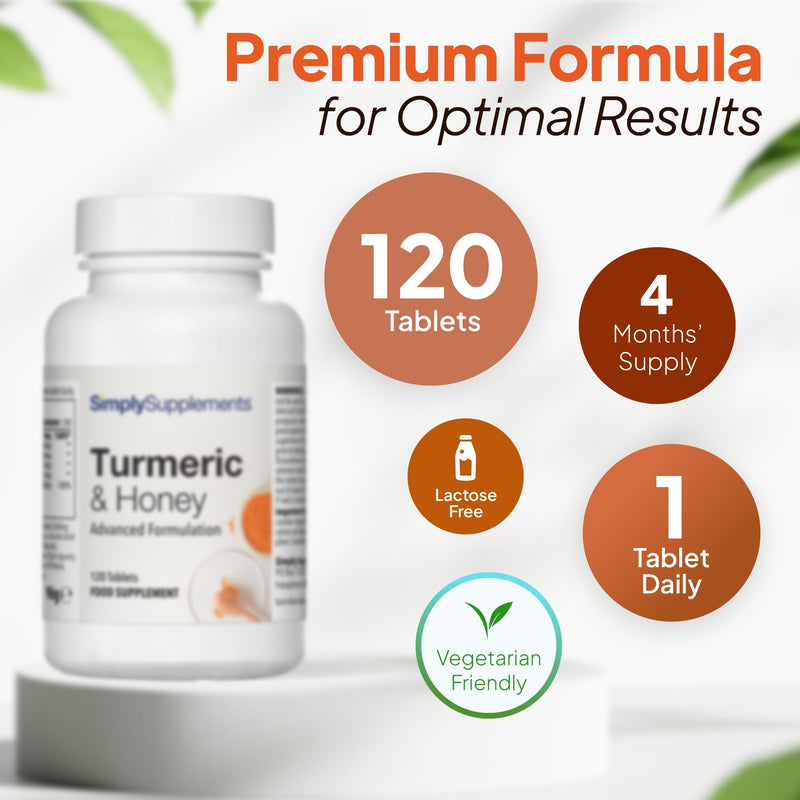 Turmeric and Honey Tablets | 120 Tablets | Vegetarian Friendly | Made in The UK