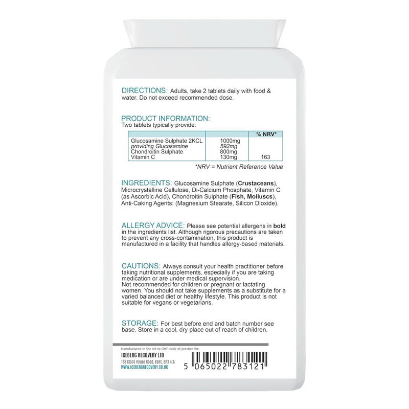 Glucosamine & Chondroitin Complex with Vitamin C – 180 Capsules – Joint Support Supplement – Glucosamine Sulphate & Chondroitin for Cartilage and Mobility – UK Made