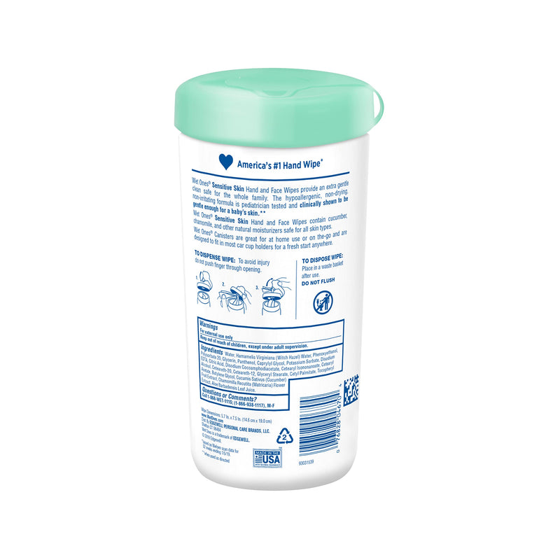 [Australia] - Wet Ones Hand and Face Wipes, Sensitive Skin Wipes | Unscented Wipes, Hand and Face Wipes Sensitive Skin, Wet Ones Sensitive Skin Wipes, 40 ct. Canister Fragrance Free 40 Count (Pack of 1) 