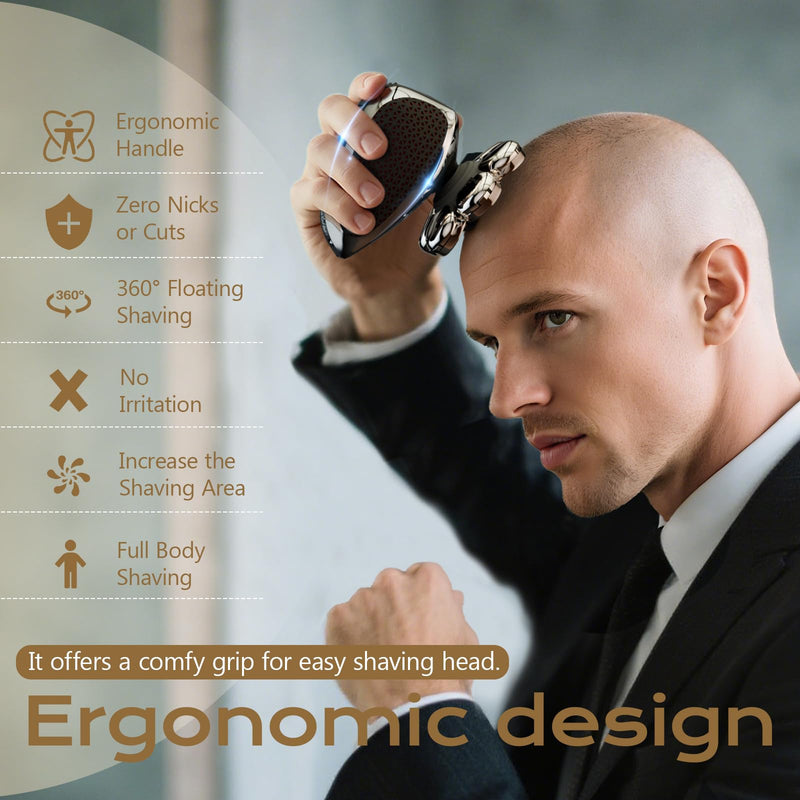 [Australia] - 7D Head Shavers for Bald Men, Water Proof Electric Razor for Men with LED Display, Detachable Wet/Dry Anti-Pinch Head Shavers, Shaving Grooming Kit for Balder, Perfect for Home & Travel 