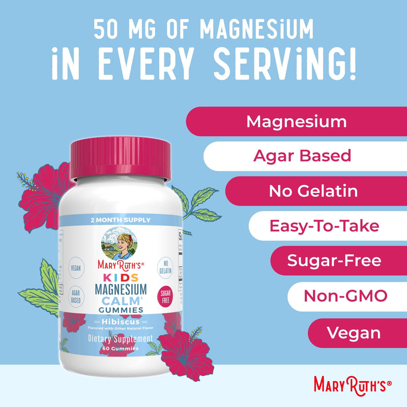 MaryRuth Organics Multivitamin (Strawberry) and Magnesium Calm Gummies (Hibiscus) for Kids | Clean Label Project Verified® | Vitamins for Overall Wellness and Sleep| Vegan, Non-GMO, Gluten Free
