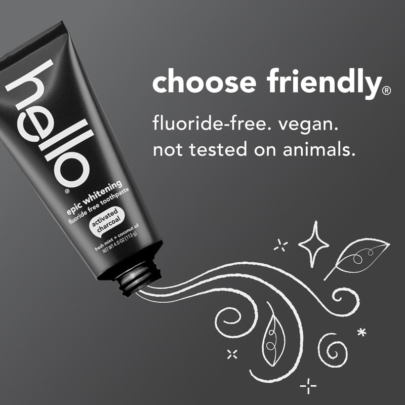 [Australia] - Hello Activated Charcoal Toothpaste, Fluoride Free with Activated Charcoal, Teeth Whitening Toothpaste with Fresh Mint and Coconut Oil, No SLS, Vegan, Gluten Free, 3 Pack, 4 OZ Tubes 4 Ounce (Pack of 3) 
