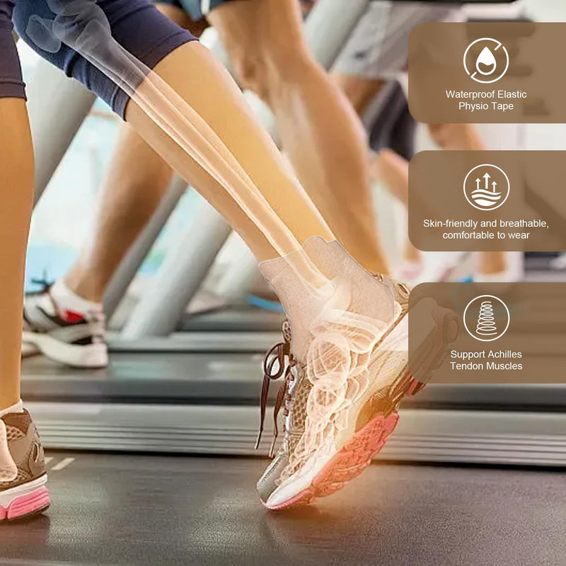 Yootiko 10 Pcs Precut Kinesiology Tape for Ankle, Minimize Ankle Sprain Provides Support Ligament, Waterproof and Breathable Hypoallergenic Ankle (Skin Color)