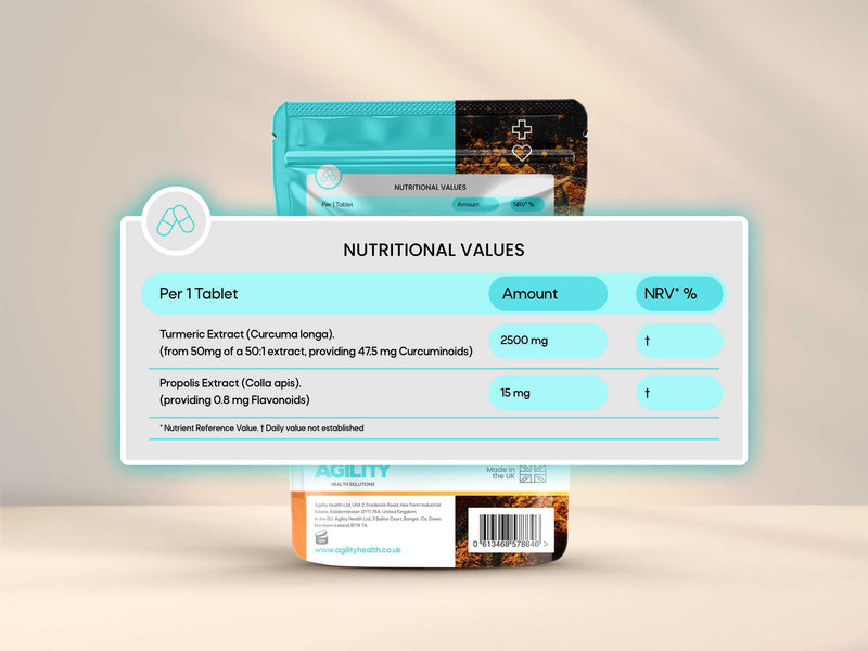 VYTALIVING 2500mg High Strength 120 Turmeric Tablets with Honey & Vitamin C, Turmeric Supplements, Herbal Food Supplement for Joint Function & Immune System Health | 120 Tablets