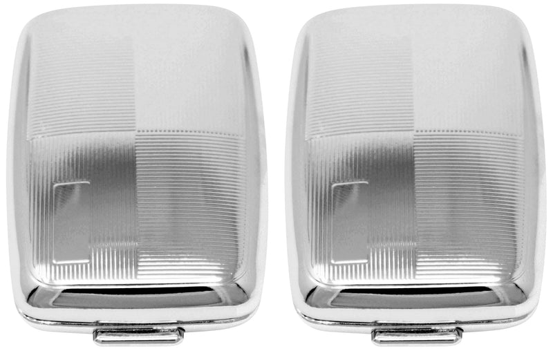 Set of 2 Etched Rectangular Pocket Purse Pill Box & Organizer with Dual Compartments (Four Square - Engravable) Four Square (Engraveable)