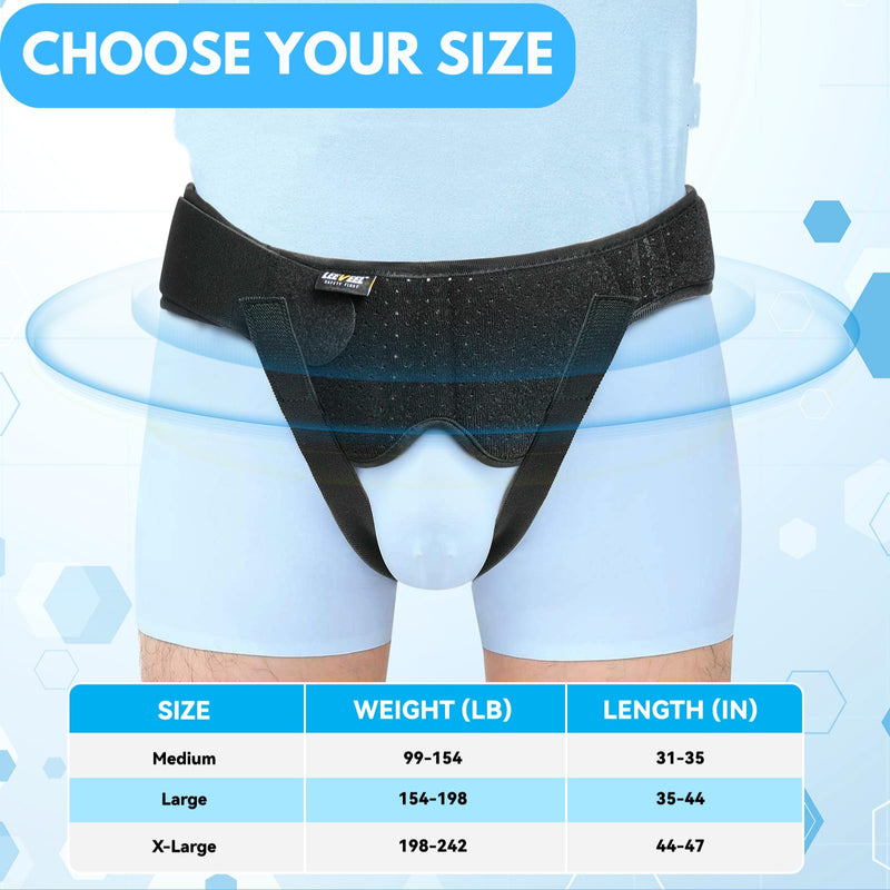 [Australia] - Hernia Belts for Men,Medical Hernia Guard Inguinal Truss for Single/Double,Sports Hernia Adjustable Waist Strap with 2 Removable Compression Pads (Large) Large 