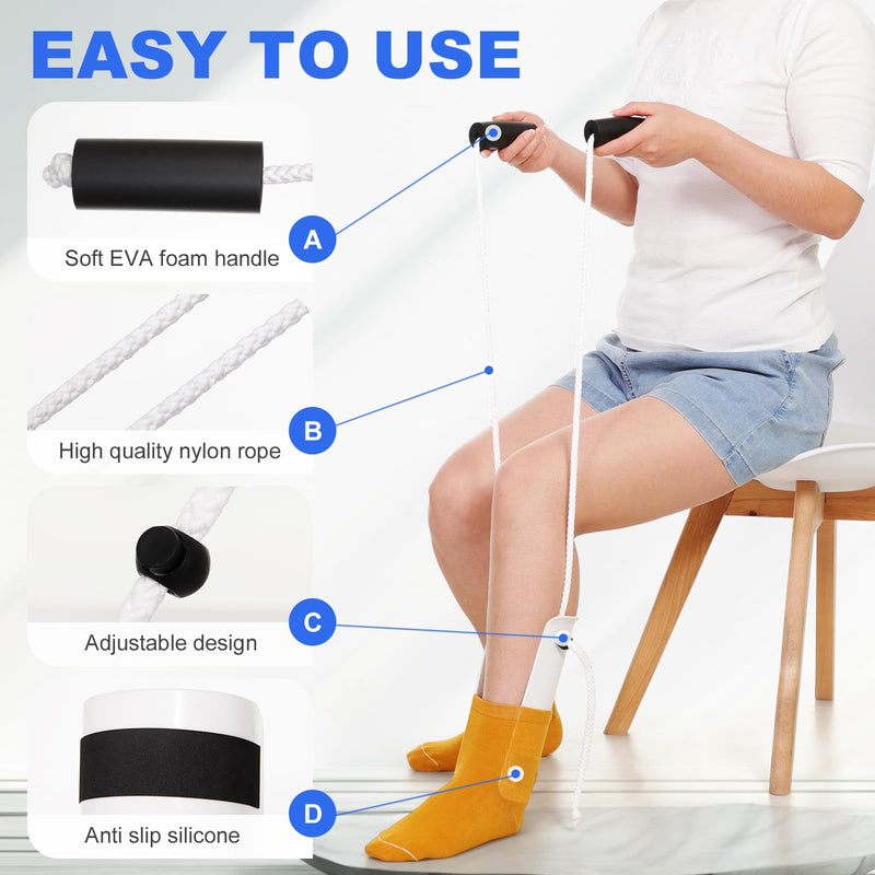 [Australia] - Easy On Easy Off Device for Putting On Socks and Removing Socks Or Stockings, Sock Aid Device for Seniors, Sock Assistant Device No Bending, Sock Puller Aid for Men and Women with Limited Mobility 