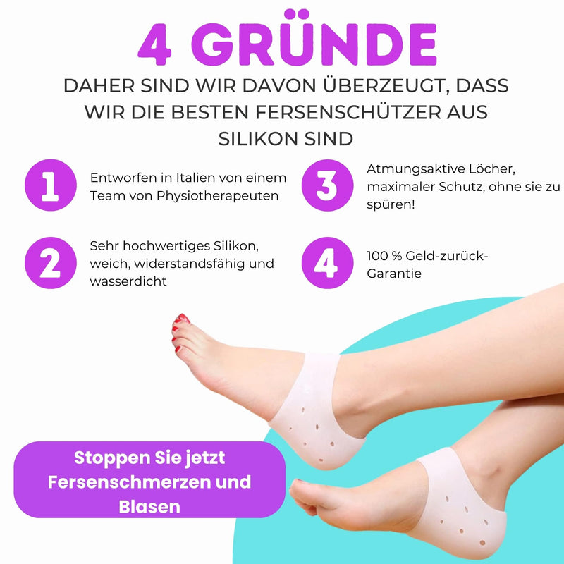 [Australia] - 4 x Soft Silicone Gel Heel Protectors for Men and Women, Relieves Heel Pain, Corns and Calluses from Uncomfortable Shoes (White, 4pcs/2 Pairs) 