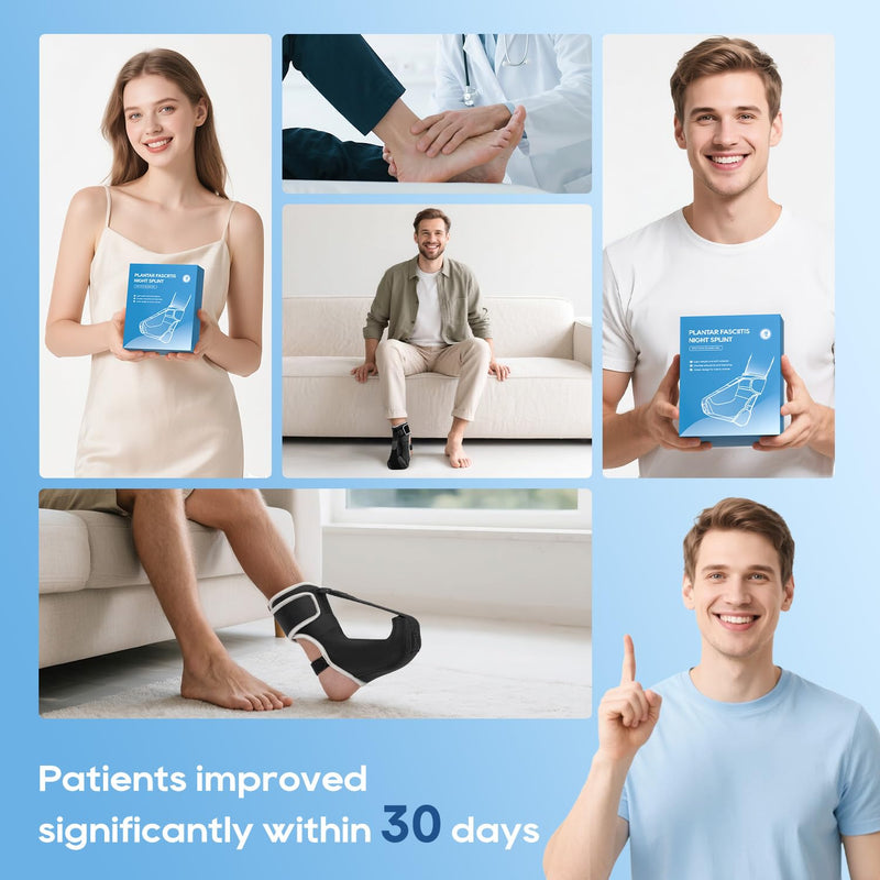 [Australia] - Plantar Fasciitis Night Splint Socks - Soft Plantar Fasciitis Relief Brace for Heel Spurs, Achilles Tendonitis & Foot Drop - Comfortable Sleep Foot Brace for Women and Men Black-S 