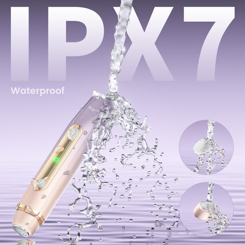 Bikini Trimmer for Women, 2 in 1 Dual Head Rechargeable Electric Shaver, Painless Pubic Hair Trimmer for Underarm Leg Arm Body Face– IPX7 Waterproof & Travel-Friendly, GoldPurple