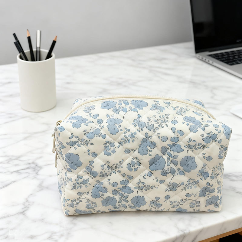 12 PCS Cotton Quilted Makeup Bags Bulk with Zipper-Graduation Gifts Floral Bridesmaid Gifts Cosmetic Makeup Pouch Birthday Gifts for Women/Mothers Day/Teacher Appreciation Gift (12 Pack) 12 PACK