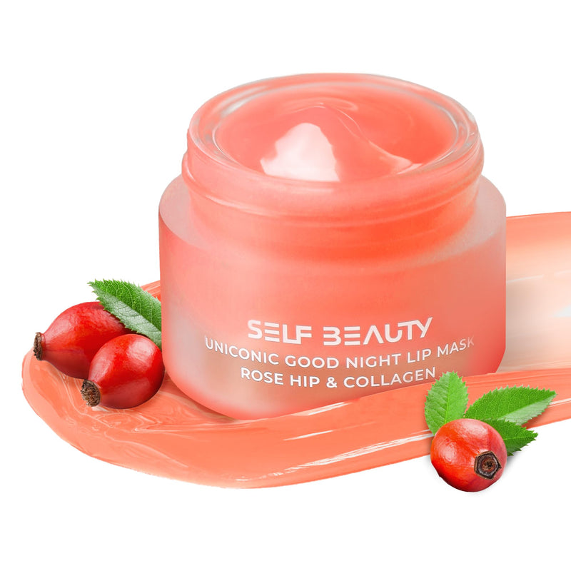 [Australia] - SelfBeauty Lip Mask - Rosehip & Collagen, Vegan Lip Balm, Lip Moisturizer, Overnight Hydrating Lip Treatment with Collagen Peptide, Lip Scrub Exfoliator Intensive Lip Repair, 0.51fl.oz Rosehip Collagen (Coral) 