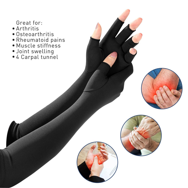 Copper Compression Arthritis Gloves,Fingerless Arthritis Carpal Tunnel Pain Relief Gloves,Carpal Tunnel,Tendonitis Large
