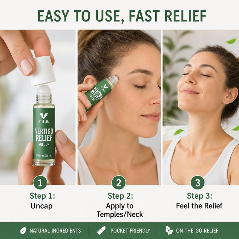 Vertigo Relief Anti-Dizzy Roll On – Botanical Essential Oil Blend for Balance Support, Non-Drowsy, Portable Anti-Dizzy Comfort, Easy Apply for Daily Use, 10ML (2PCS)