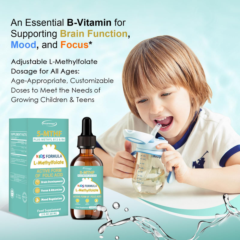 60ML Methylfolate for Kids | 5-MTHF Plus Methyl B12 with B6 (P5P) -Supplement Kids B12 Vitamin | Folinic Acid Alternative
