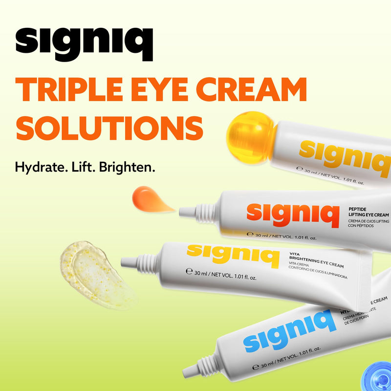 signiq VITA Brightening Eye Cream | Vitamin C | Hydrating Eye Care for Radiant Looking Skin | Korean Skincare, 1.01 fl.oz. Yellow