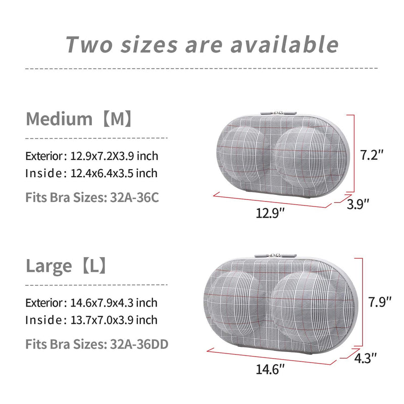Premium Bra Case Lingerie Travel Bag Zip Underwear Organizer Bag for A-DD Cup (Swallow Gird, Red) Swallow Gird, Red