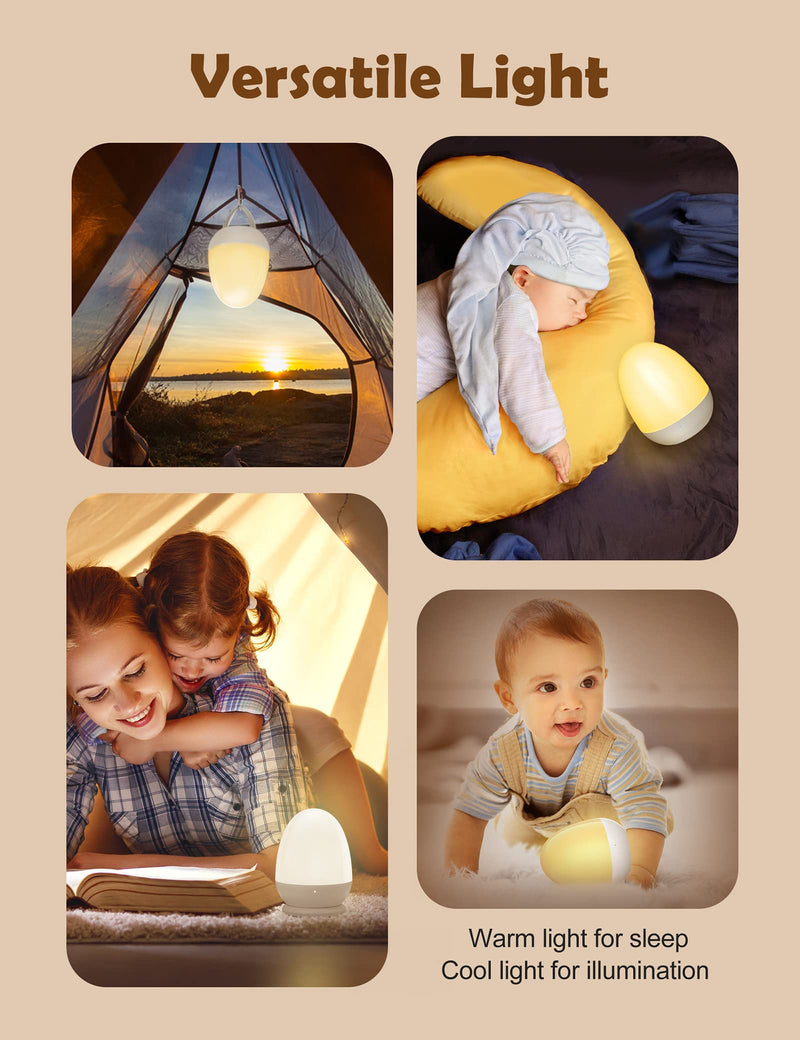 [Australia] - JolyWell Baby Night Light for Kid, Portable Egg Nightlight with Stable Charging Pad, Touch Nursery Night Lamp for Breastfeeding, Toddler Night Light for Bedroom, Timer Setting, ABS+PC, White-2 