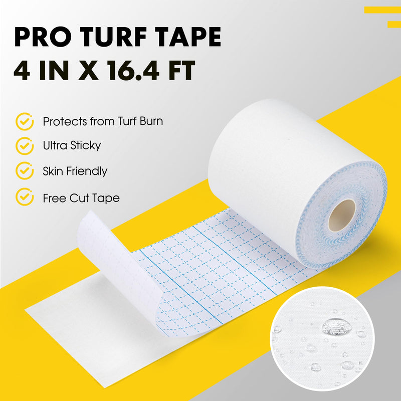 2 Roll Football Turf Tape for Turf Burn - 4 Inches Wide Kinesiology Tape Uncut Design for Arm, Knee, Shoulder, Ankle, and Back - Black and White Athletic Sports Tape - 4 in x 16.4 Ft for Each Roll