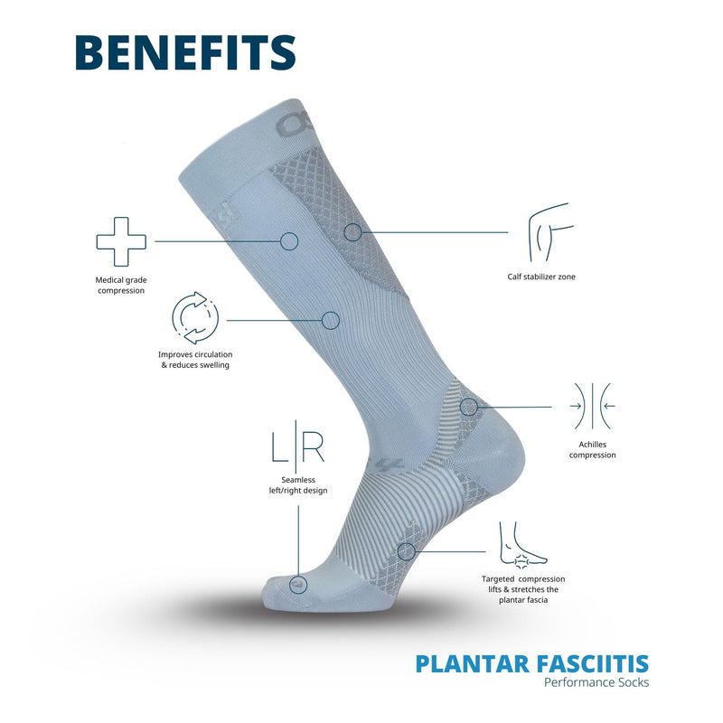 OS1st FS4 Compression Bracing Plantar Fasciitis Socks relives heel pain, improves circulation and overal foot health Small Blue