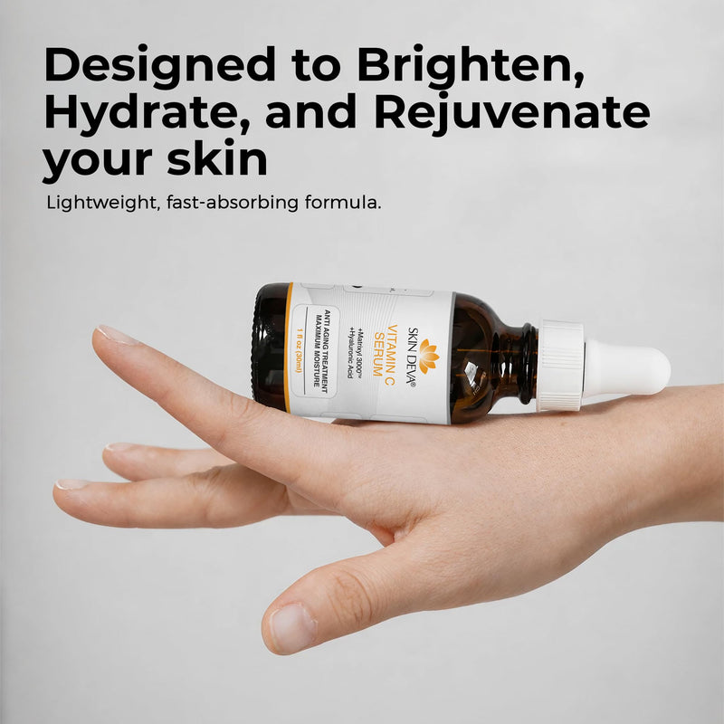 Skin Deva Vitamin C Face Serum, with Hyaluronic Acid, Matrixyl 3000, Anti Aging Serum, Anti Wrinkle Facial Serum - Improve Appearance of Dark Spots, Fine Lines, Glowing, Serum for Face (Pack Of 2) 2 Fl Oz (Pack of 1)