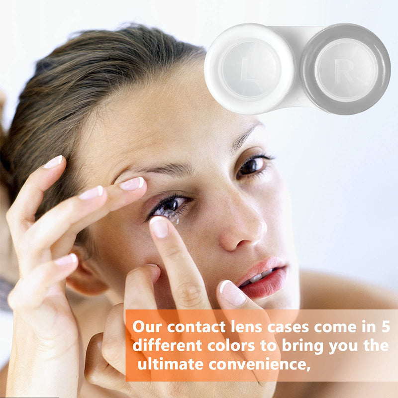 [Australia] - 20PCS contact lens container, lens container, contact lens container set, glasses case, portable, travel contact lens set, contact lens box with screw cap for home and travel, 5 colors 