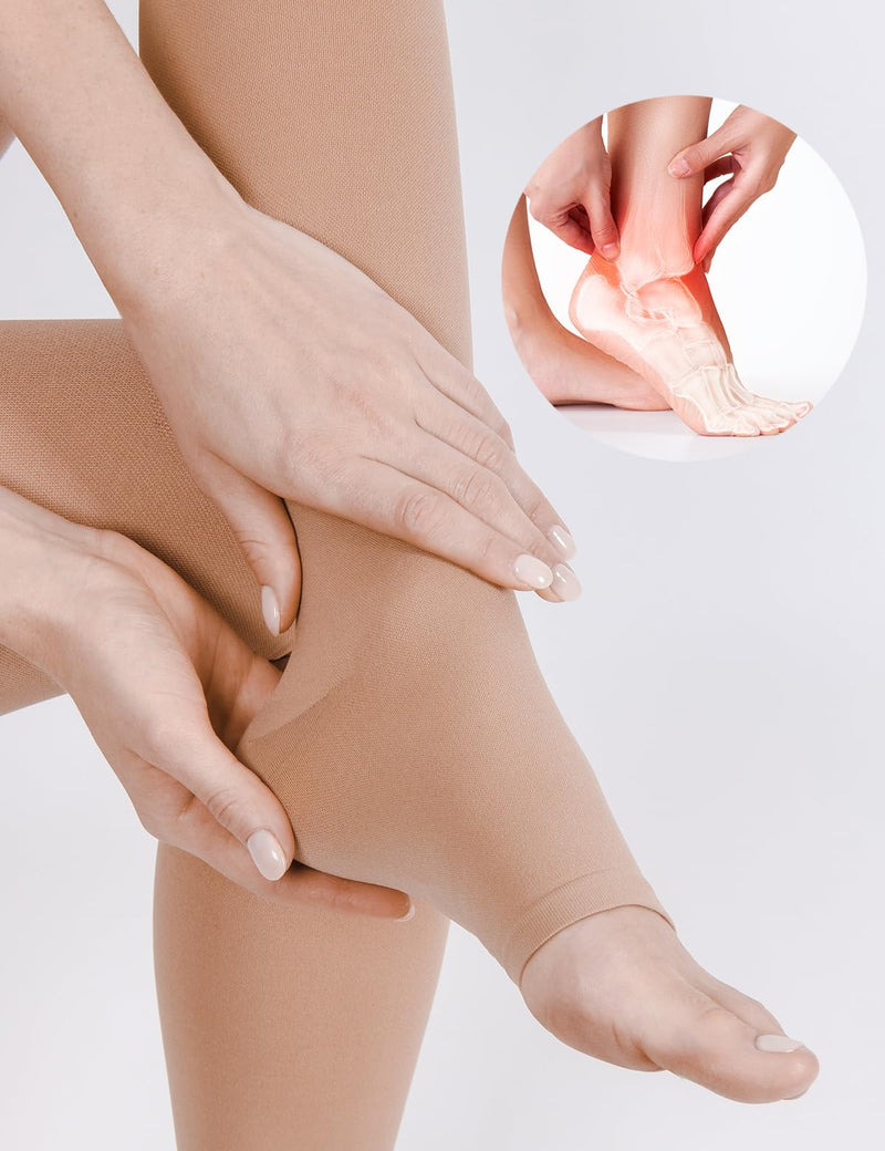 [Australia] - 2 pairs of medical compression stockings for women and men, 20-30 mmHg, class 2, graduated support, long support stockings, compression socks for varicose veins, edema, flight XL, 2x black 