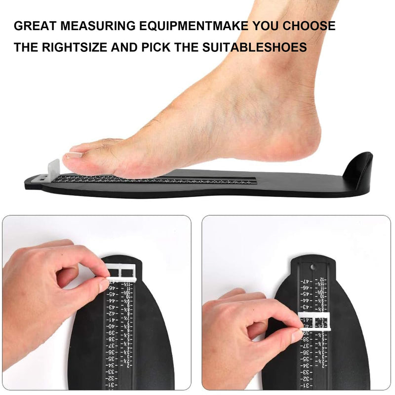 [Australia] - EEPLUYTY Foot Measurer, Black Foot Gauge, Kids Adults Foot Gauge-European and British, Suitable for Measuring Feet of Children and Adults, 18-47 (Comes with Tape Measure) 