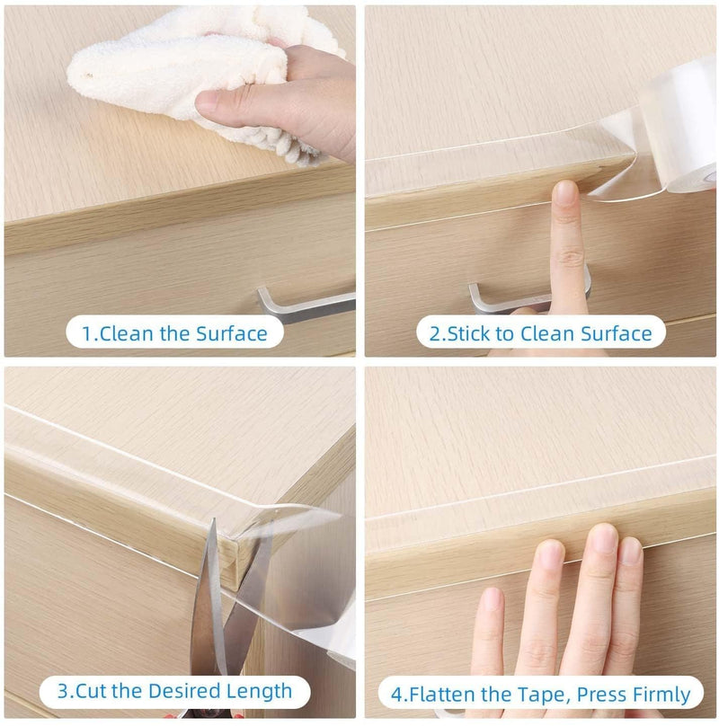 [Australia] - Clear Edge Protector Strip, 1.57in x 3.28FT, Sharp Edge Wrap Cover Tape, Self Adhesive Protective Bumper Guards for Cabinet Door Desk Glass Table Bed Furniture, Kitchen Countertop 