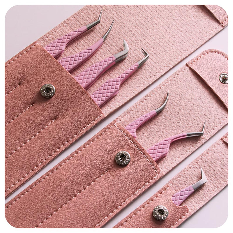 Eyelash Extension Tweezers,Fiber Tip Grip Boot Volume Lash Tweezers,Professional Pointed Lash Extension Tweezers for Easy Lash Application and Removal(2Pcs-F06/08) 2pcs-f06/08