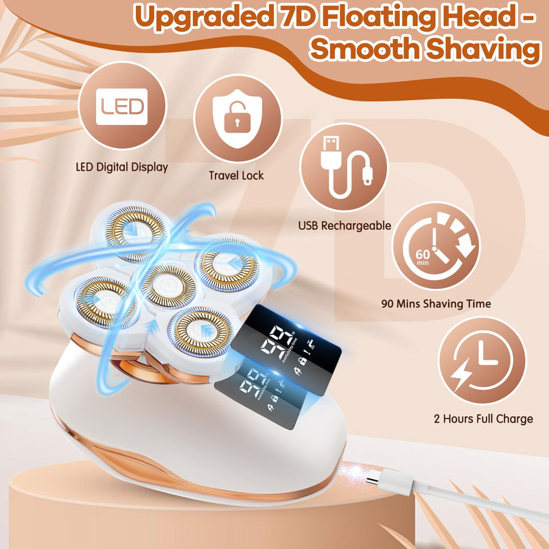 [Australia] - Electric Razors for Women, 5D Facial Hair Removal, 5-in-1 Wet/Dry Bikini Trimmer, Electric Shaver for Women, Rechargeable Face Shaver for Arms Legs Armpit Pubic Area, Painless Womens Grooming Kit 