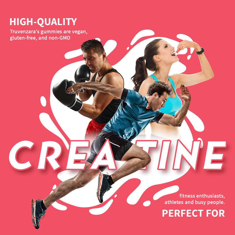 Creatine Gummies 5000mg, 5-in-1 Vegan Supplement with Taurine, B6 & B12, for Energy, Endurance & Muscle Builder, Low Sugar, High Absorption, Natural Berry, 60 Count 60 count (Pack of 1)