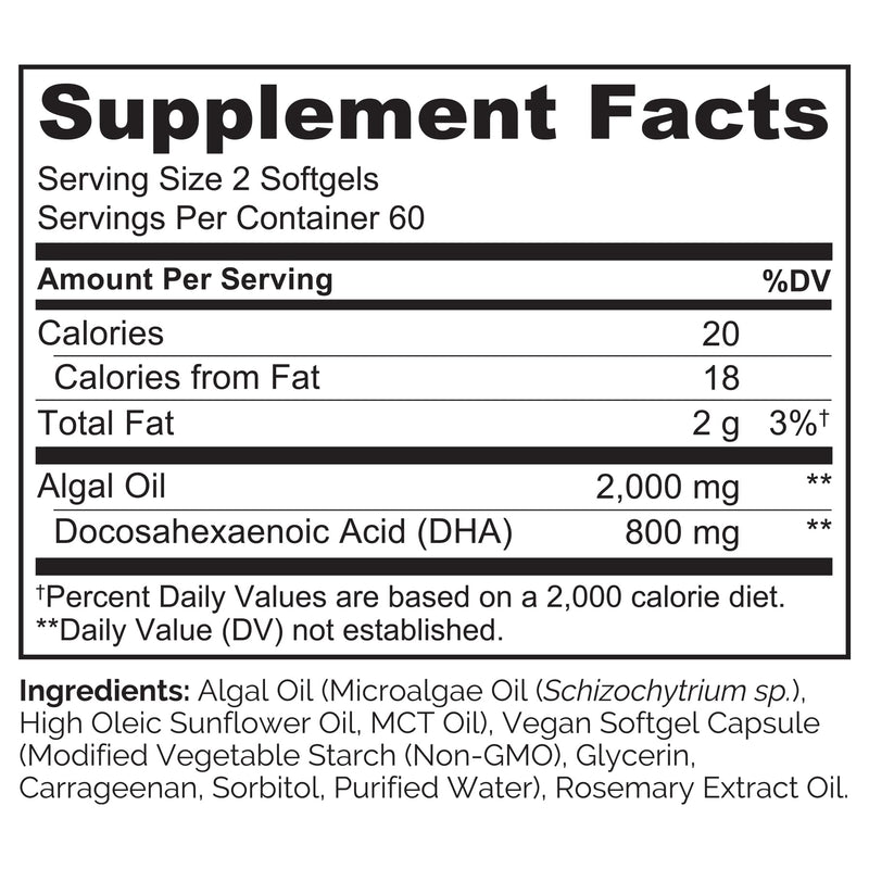 [Australia] - NATURELO Vegan DHA - Omega 3 Oil from Algae - Supplement for Brain, Heart, Joint, Eye Health - Provides Essential Fatty Acids for Women Men and Kids - Complements Prenatal Vitamins - 120 Softgels 120 Count (Pack of 1) 
