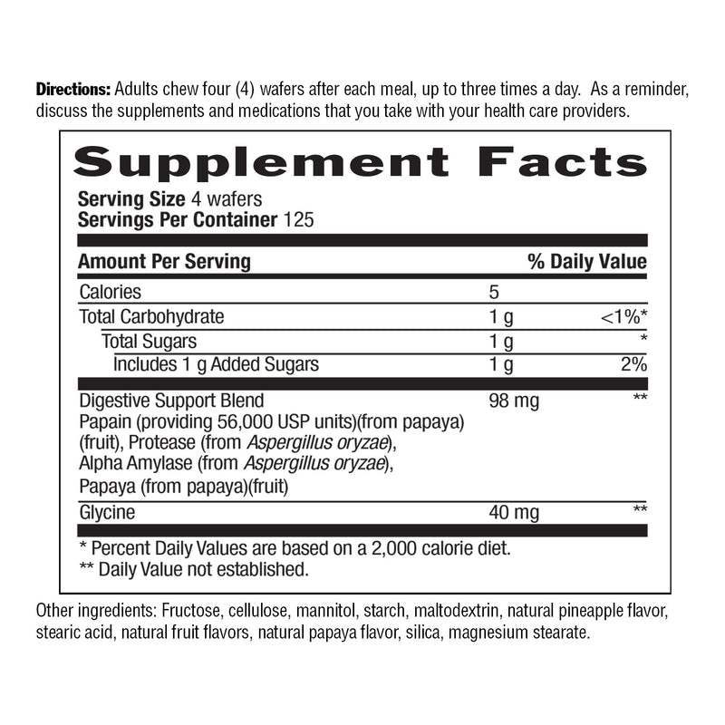 Country Life Papaya Digestive Support with Papain & Protease, 500 Wafers | Pineapple papaya chewables with whole papaya fruit and digestive enzymes; Certified Gluten-Free, Vegan and Kosher Papaya Pineapple 500 Count (Pack of 1)