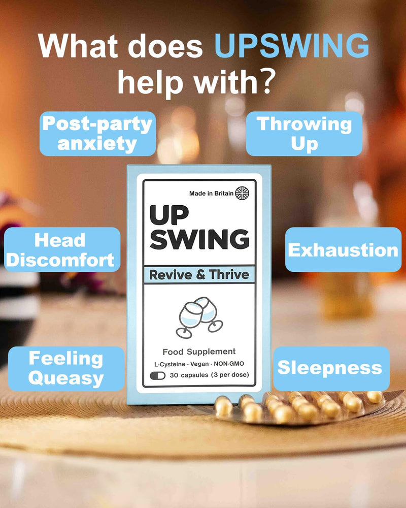 Festival Essential, Upswing After Party Recovery Supplement, L Cysteine HCL Supports Liver Cleanse & Boost Energy, Vitamin Bs C, Vegan Capsules- 30 Starter Pack