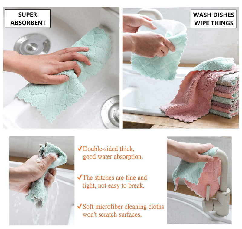[Australia] - Microfiber Cleaning Cloth, Kitchen Towels, Double-Sided Microfiber Towel Lint Free Highly Absorbent Multi-Purpose Dust and Dirty Cleaning Supplies for Kitchen Car Cleaning. Pack of 12 6.1x10.4 Inch (Pack of 12) Green 
