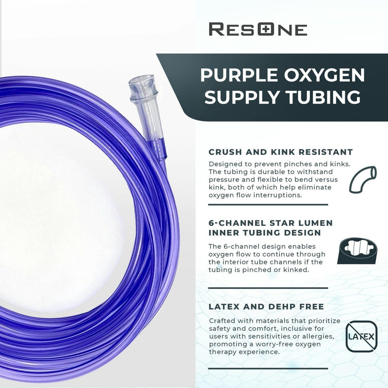 [Australia] - 50Ft Oxygen Supply Tubing, Crush Resistant, Standard Connectors for Nasal Cannulas, Cannula Nasal Tubing, Oxygen Concentrator - Purple 50Ft_1Pk 