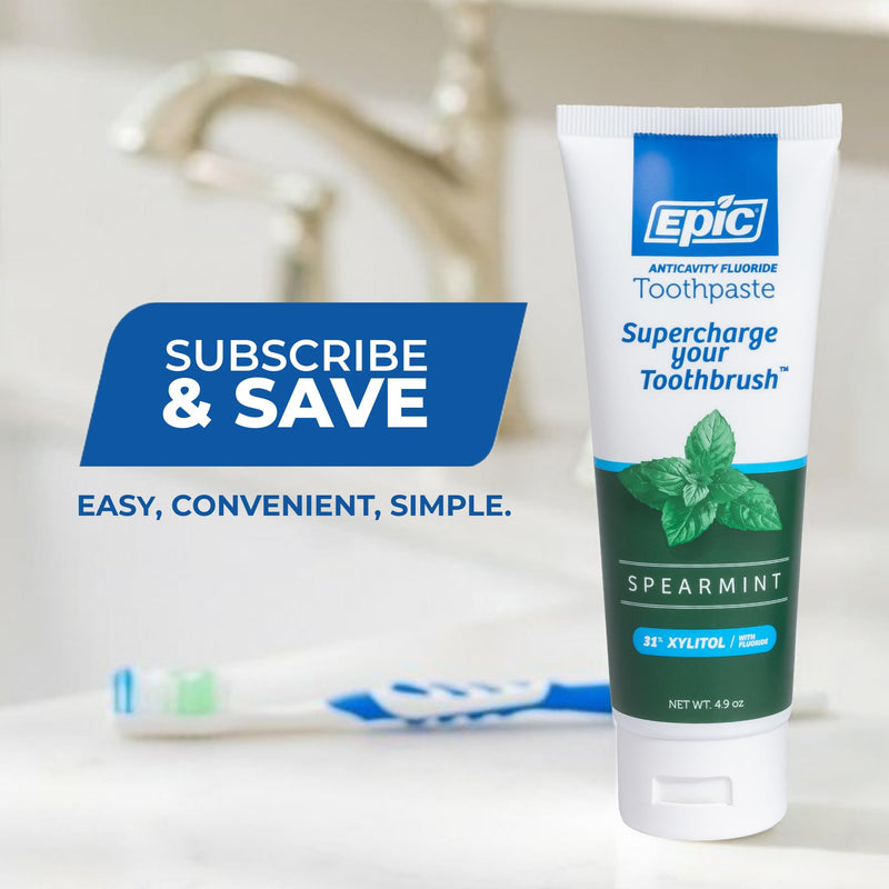 [Australia] - Epic Dental Xylitol Fluoride Toothpaste for Adults - SLS-Free Spearmint with 31% Xylitol - Oral Care for Dry Mouth, Fresh Breath & Enamel Health - Vegan, Gluten-Free - 4.9oz (2-Pack) 