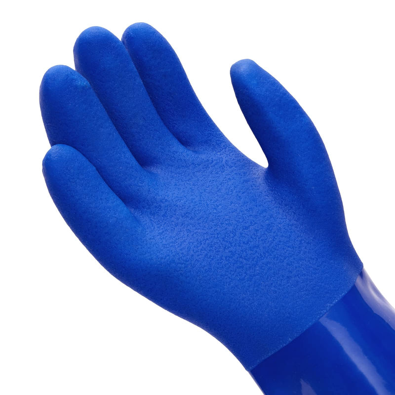 [Australia] - 2 Pairs Rubber Household Cleaning Gloves for Kitchen Dishwashing, Cotton Lined (Blue) Large (Pack of 2) 