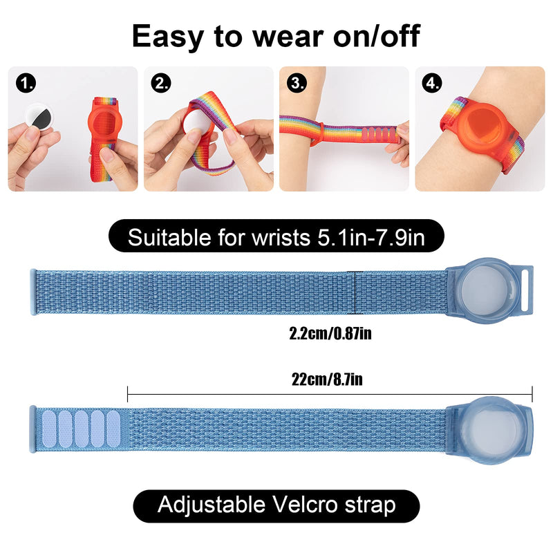 [Australia] - Kids Wristband Compatible with Apple AirTag, Protective Case for Air Tag GPS Tracker Holder with Nylon Bracelet, Adjustable Anti Lost Watch Band for Toddler Child Elder (Blue) Blue 