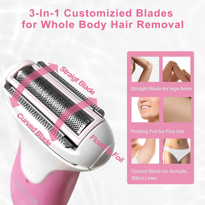 [Australia] - Women's Electric Razor | Wet & Dry Shaver for Legs,Bikini, Underarms with Bikini Trimmer & Hypoallergenic Foil for Sensitive Skin,Pink/uyg1 Pink 