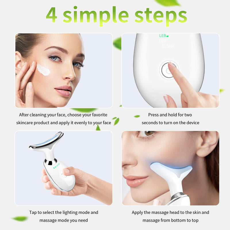 [Australia] - Red Light Therapy for Face, LED Face Massager, RED Light Device (White, 7 Color) 