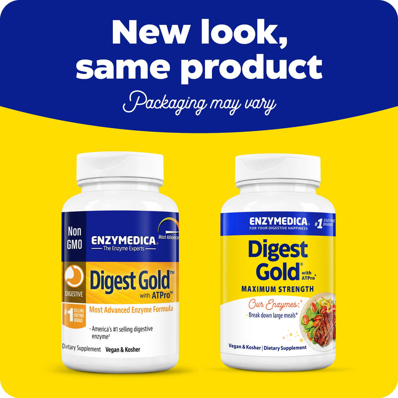 ENZYMEDICA - Digest Gold (90 Capsules) | Digestive Enzyme Supplement | Digestive Enzyme Blend with ATPro for Maximum Support, Nutrient Supplement, Gut Health Supplement, Vegan, Dairy Free