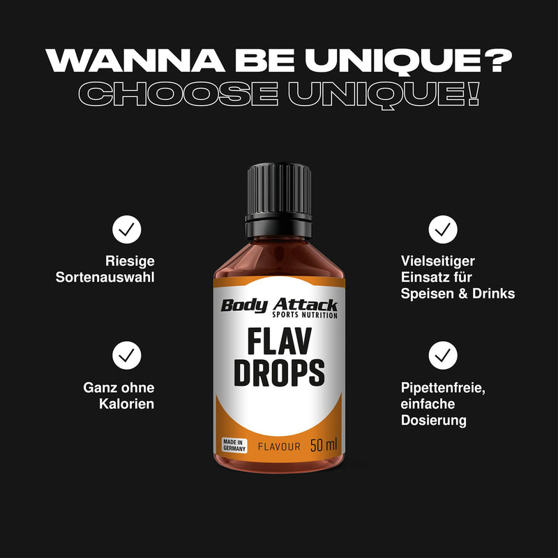 [Australia] - Body Attack Flavdrops sugar-free aroma drops vegan without aspartame caramel 50 ml 