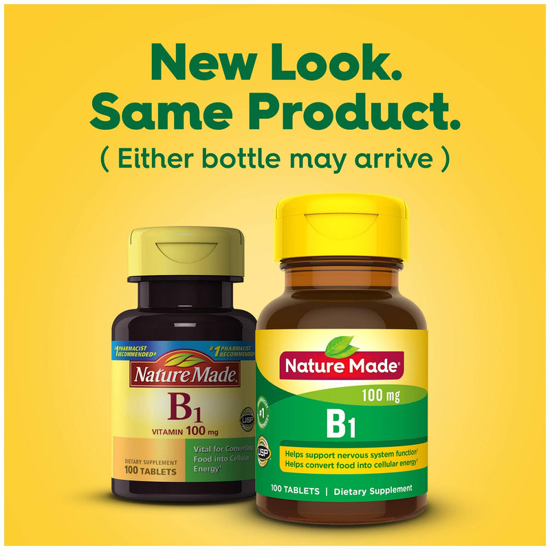 [Australia] - Nature Made Vitamin B1 100 mg, Dietary Supplement for Energy Metabolism Support, 100 Tablets, 100 Day Supply No Artificial Flavors 100 Count (Pack of 1) 