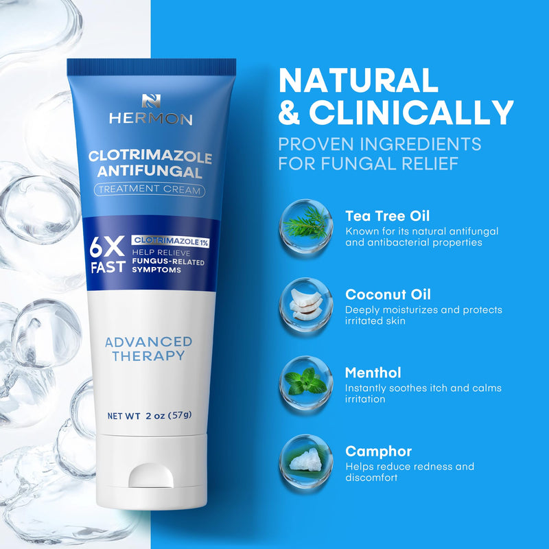 [Australia] - Hermon Clotrimazole Antifungal Treatment Cream & Soap Kit: Antifungal Cream for Athletes Foot, Jock Itch, Ringworm with Anti Fungal Soap - Relieves Itching Burning Cracking - 57g Tube / 113g Bar 