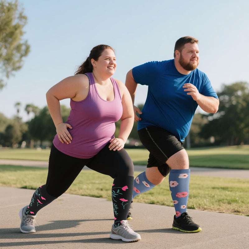 [Australia] - 4 Pairs Plus Size Compression Socks,Extra Wide Calf 20-30 mmHg Knee High Compression Socks for Men Women Circulation XX-Large B-pink 