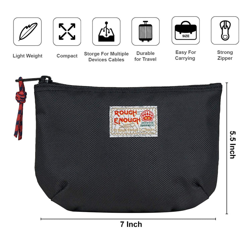 Rough Enough Travel Pouch Small Makeup Bag for Purse Cable Organizer Bundle Set