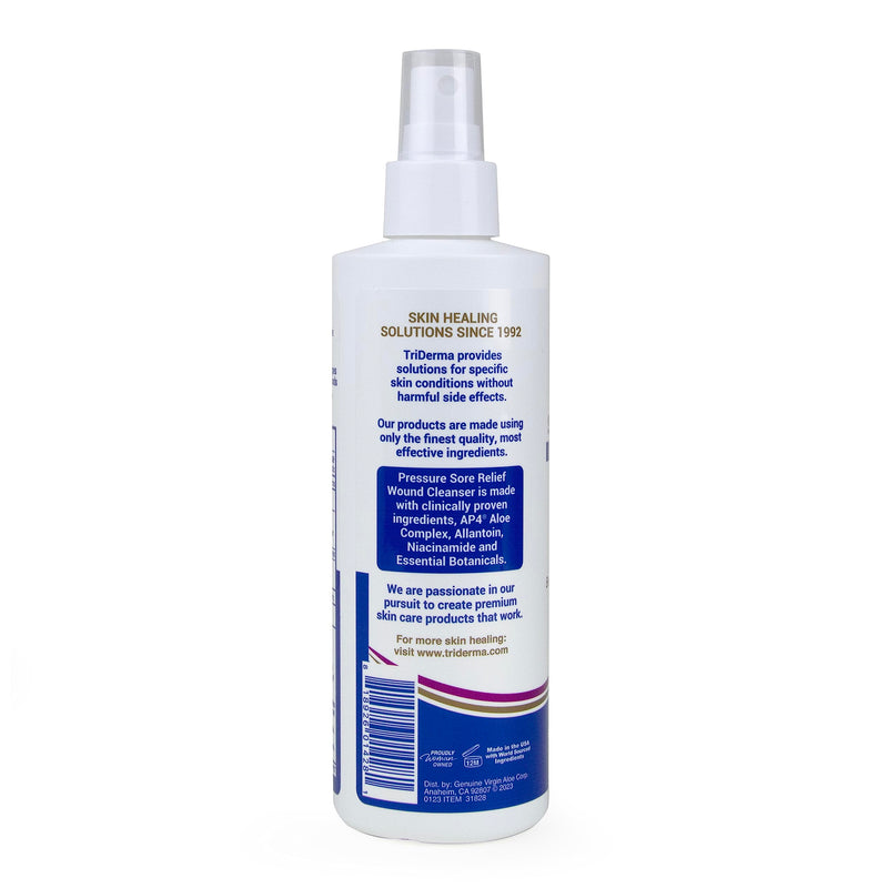 [Australia] - TriDerma Pressure Sore Relief Wound Cleanser, Gentle Cleansing for Bed Sores, Ulcers, Pressure Sores, Wounds and Hard-to-Heal Skin Sores with AP4 Aloe Vera and Niacinamide, Fragrance Free 8.2 oz Spray 8.20 Fl Oz (Pack of 1) Cleanser Spray 